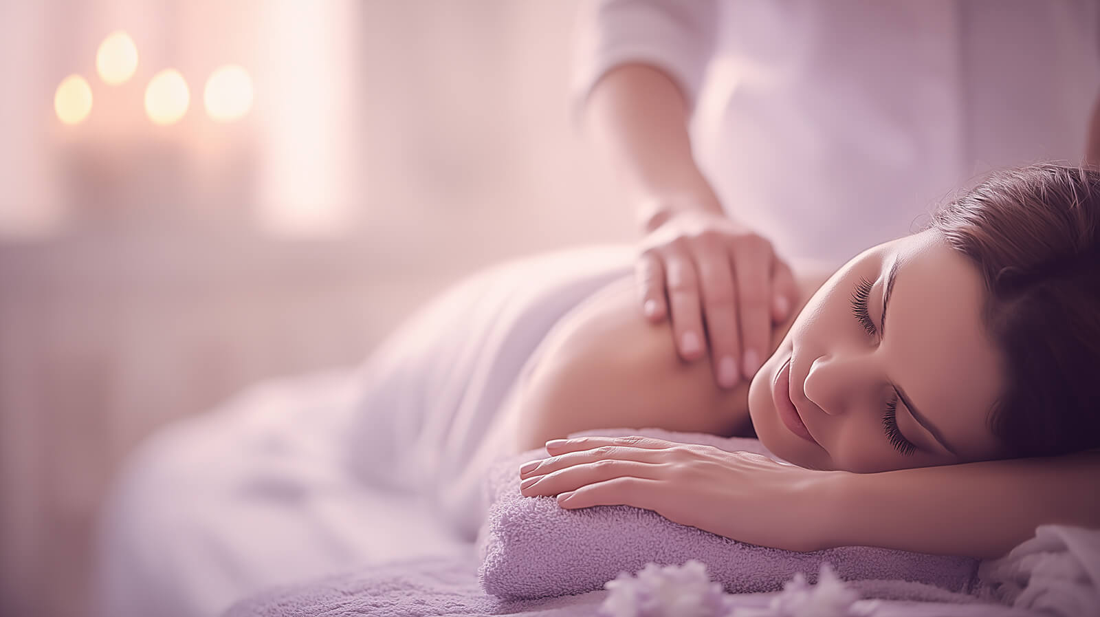 Frau entspannt bei einer wohltuenden Rückenmassage in einem ruhigen Spa-Raum bei Asian Bliss in Furtwangen